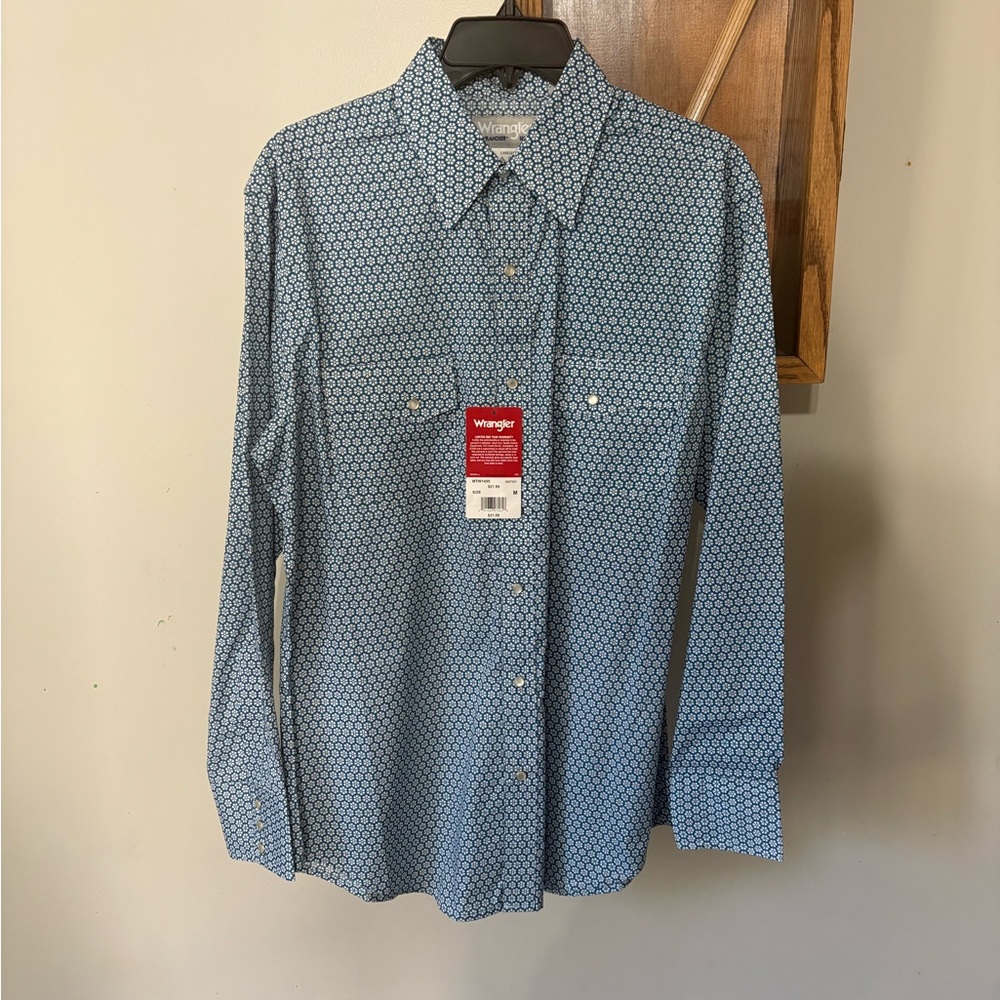 Wrangler Geometric Blue Men's Casual Shirt